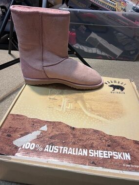 Classic Pink Sheepskin Mid-Calf Slippers